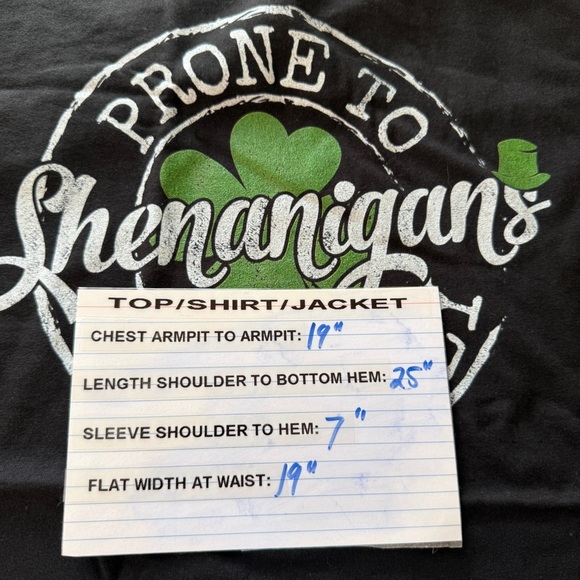 Prone to Shenanigans & Malarkey St Patrick's Day T-Shirt Women Size Medium Black - Picture 8 of 10